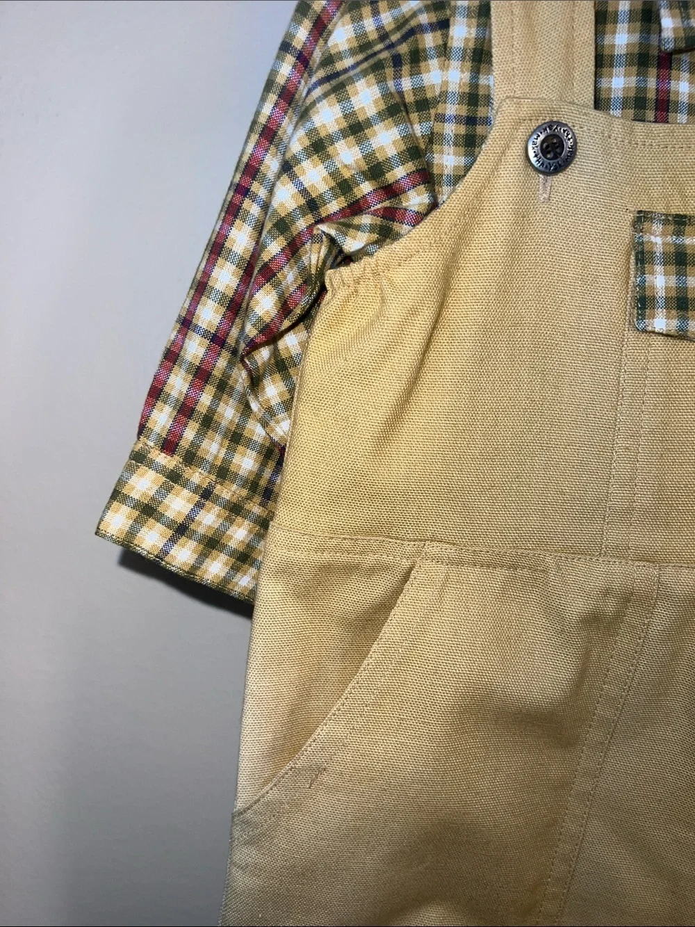 Vintage Kids Mak the Yak Shirt and Overalls with Embroidered Baby Horse.​